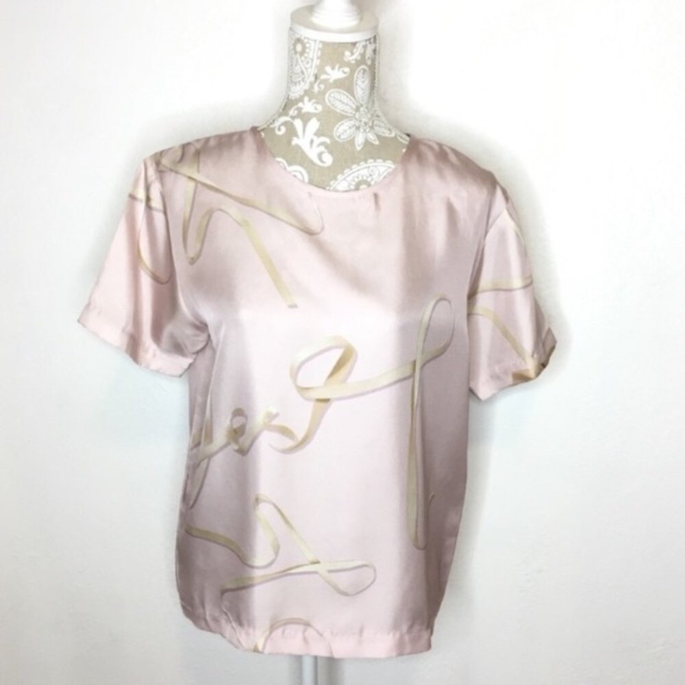 Cynthia Rowley SMALL Silk Ribbon Boxy Blouse Small Ab204